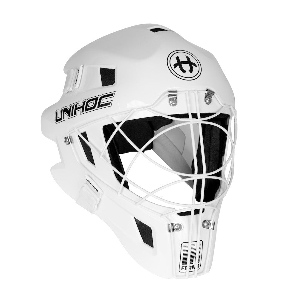 Unihoc INFERNO 66 Målvaktshjälm White (cat-eye cage) 24/25